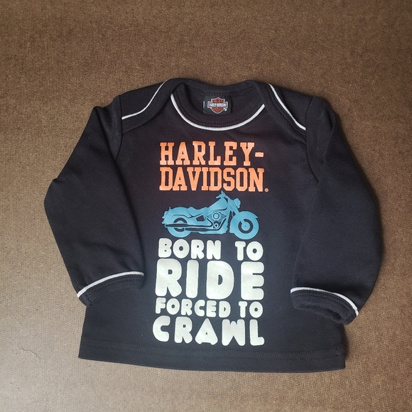 Harley Davidson Born to Ride Black Long Sleeve 3-6month Shirt - Picture 2 of 5